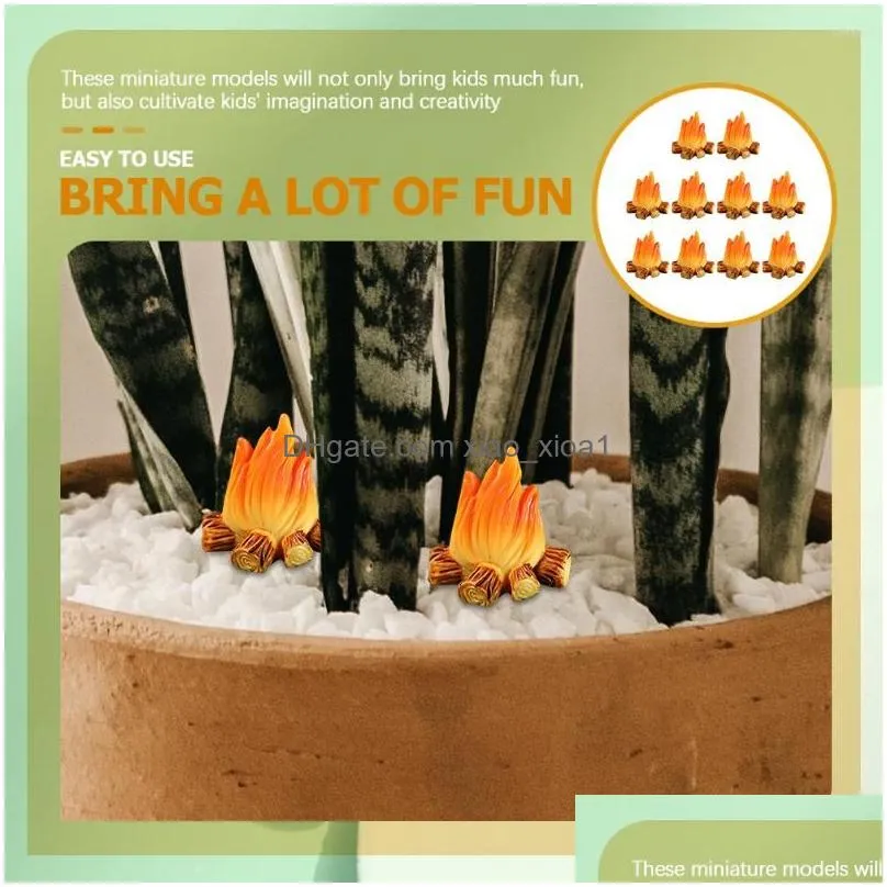 garden decorations 10 pcs fire ornaments micro landscaping fake fairy cake resin campfire model outdoor camping accessories