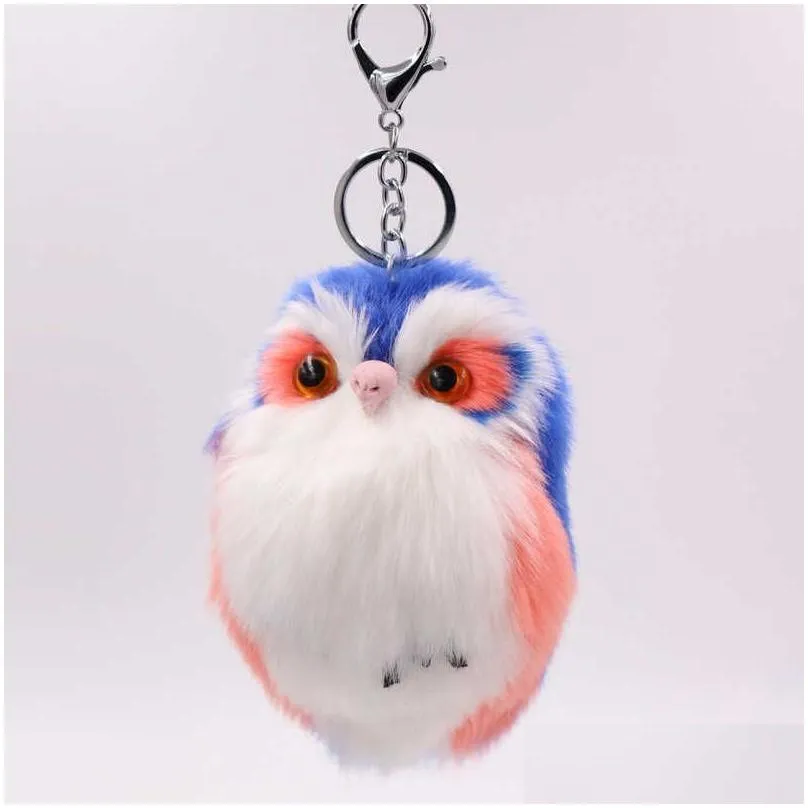 Key Rings Hairball Pendant Key Rings New Imitation Rabbit Hair Owl Fur Bag Car Lovely Animal Drop Delivery Jewelry Dhjhw