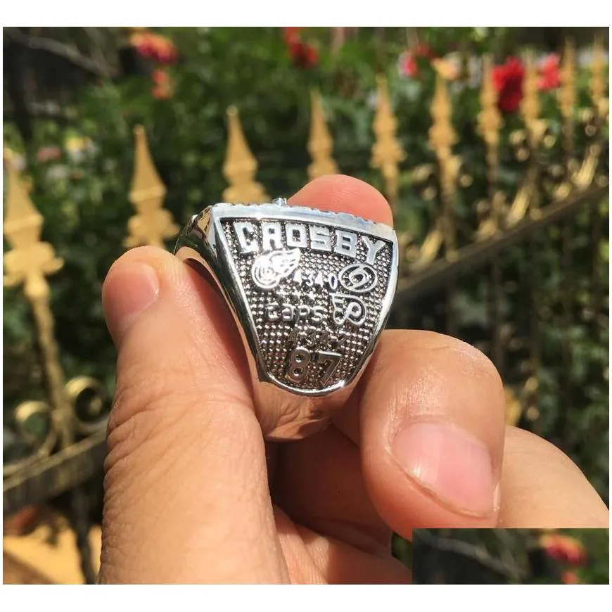 Cluster Rings 2009  Penguins Crosby  Cup Hockey Championship Ring Set Men Fan Souvenir Gift Wholesale Drop Drop Deliv Dhcwb