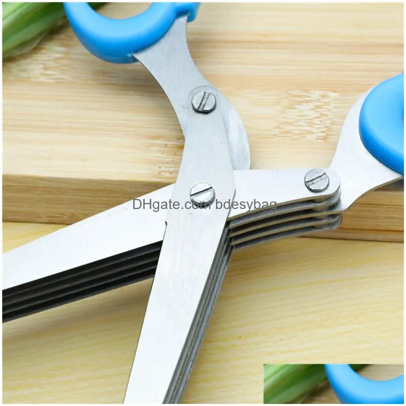 stainless steel cooking tools kitchen accessories 5 layers knives sushi shredded scallion cut herb scissors w0146