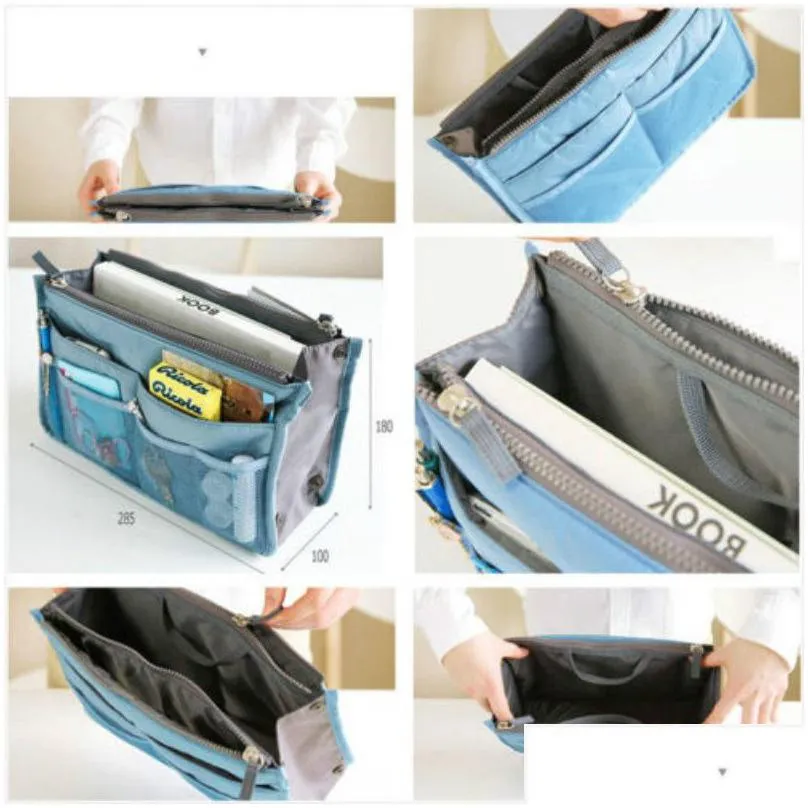 Storage Bags Women Lady Travel Insert Handbag Organiser Purse Large Liner Organizer Tidy Bag Storage Bags11 Drop Delivery Home Garden Dhpub