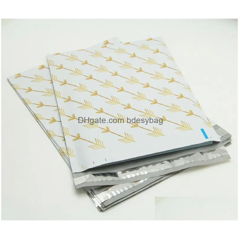 golden arrow pattern plastic post mail bags poly mailer self sealing mailer packaging envelope courier express bag wholesale lx1312