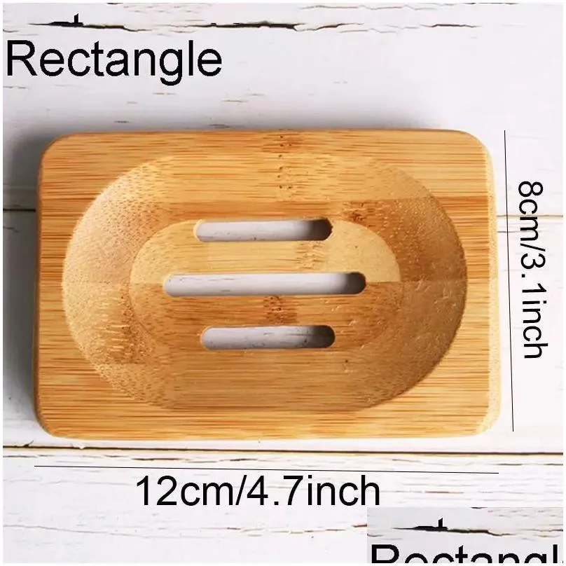 Natural Bamboo Wood Soap Dish Storage Holders Bathroom Round Drain Soap Box Rectangular Square Eco-Friendly Wooden Soaps Tray Holder