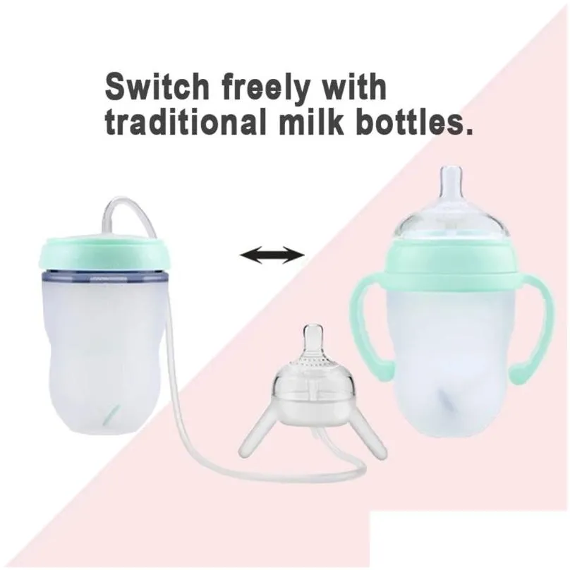 Baby Bottles# Baby Feeding Bottle Long St Hands- Mtifunctional Kids Milk Cup Sile Sippy No A 220414 Drop Delivery Baby, Kids Maternity Dhn6T