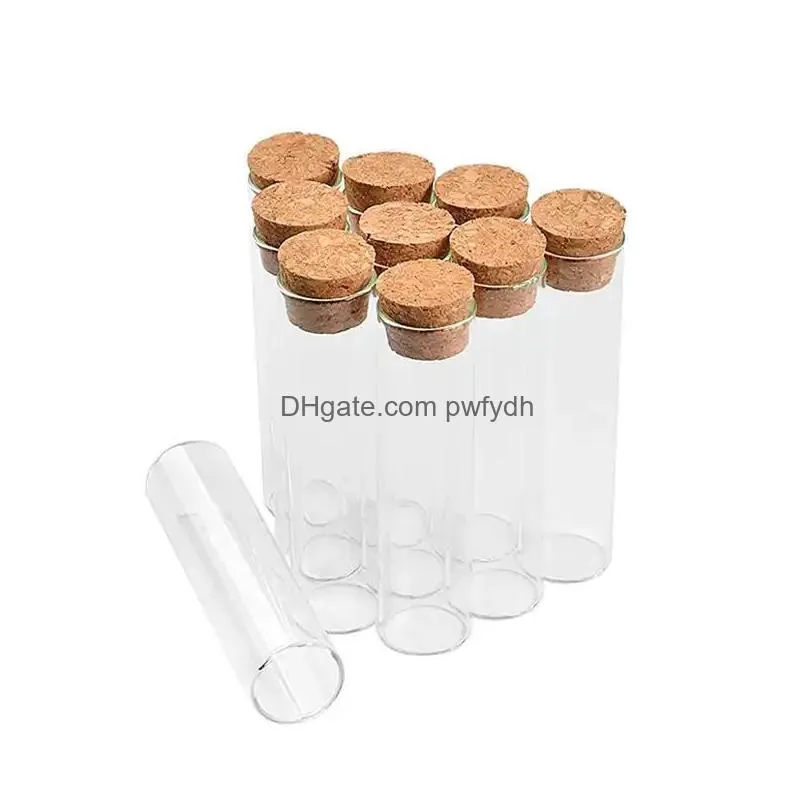10ml small test tube with cork stopper glass spice bottles container jars 24x40mm diy craft transparent straight glass bottle rra