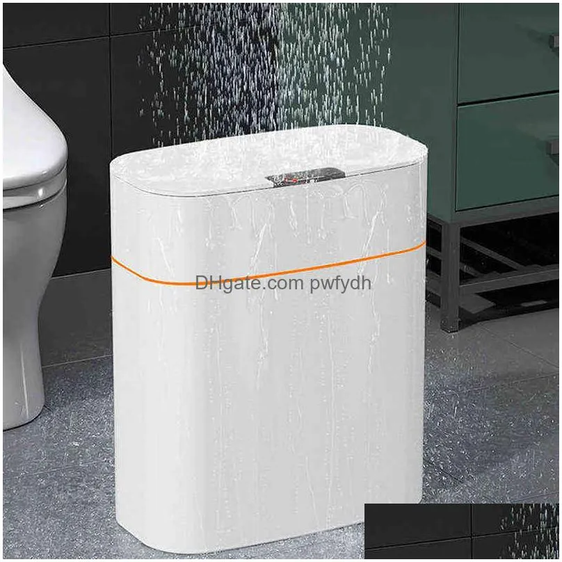 16l/13l intelligent trash can smart sensor dustbin waterproof household induction garbage bin 10l press type rubbish 211229