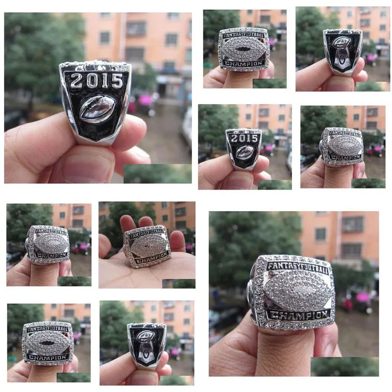 Cluster Rings Fantasy League Football Ffl Championship Ring Men Fan Souvenir Gift Wholesale Drop Drop Delivery Jewelry Ring Dhip9