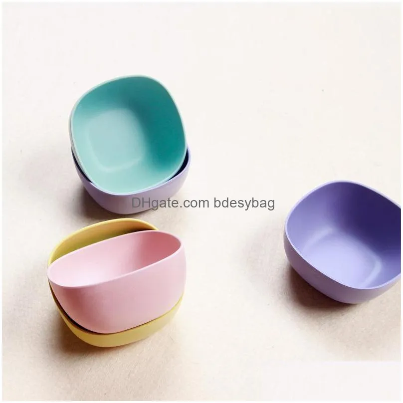 pure color square shaped fruit snack bowls small mini bamboo fiber bowl kitchen tableware wholesale w0264