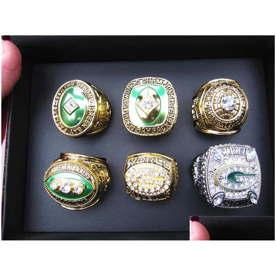 Cluster Rings 6Pcs Team Champions Championship Ring Set With Wooden Box Souvenir Men Fan Gift Drop Delivery Jewelry Ring Dhi72