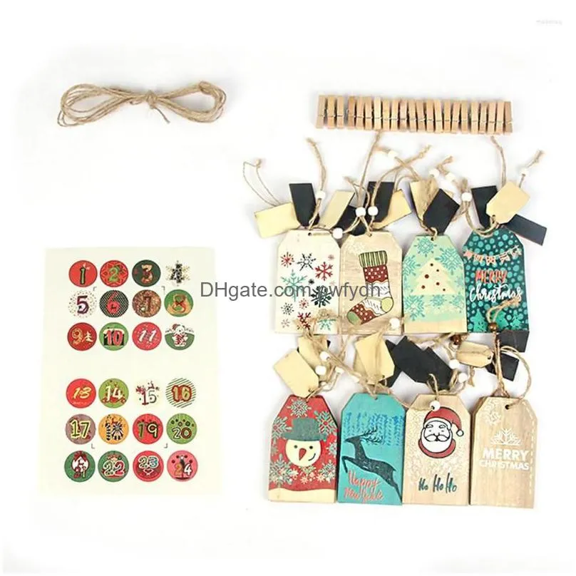 christmas decorations wooden various themed shapes calendar creative countdown ornaments xmas tree hanging pendant tag
