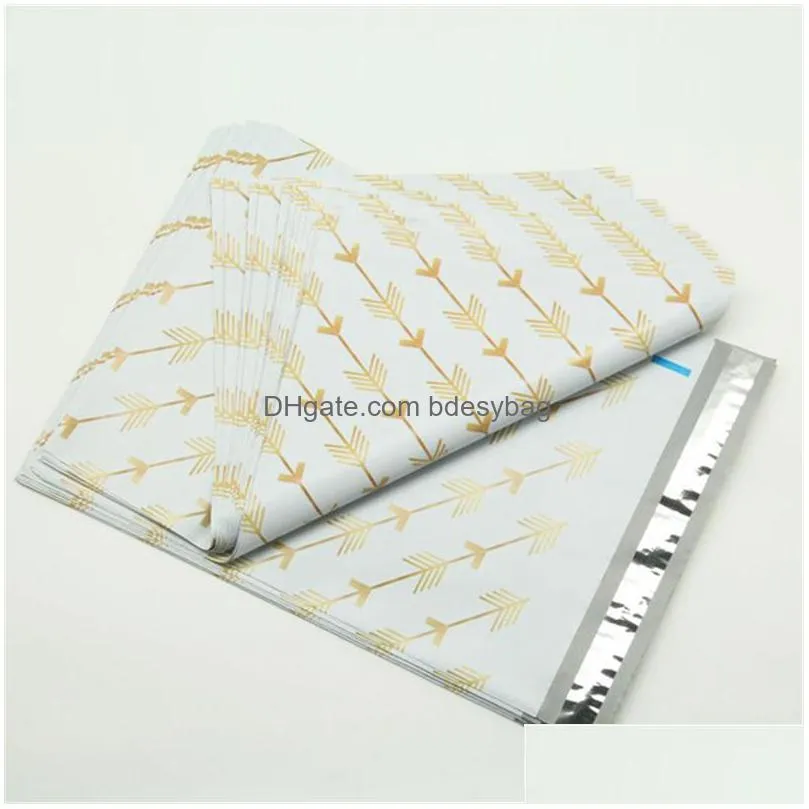 golden arrow pattern plastic post mail bags poly mailer self sealing mailer packaging envelope courier express bag wholesale lx1312