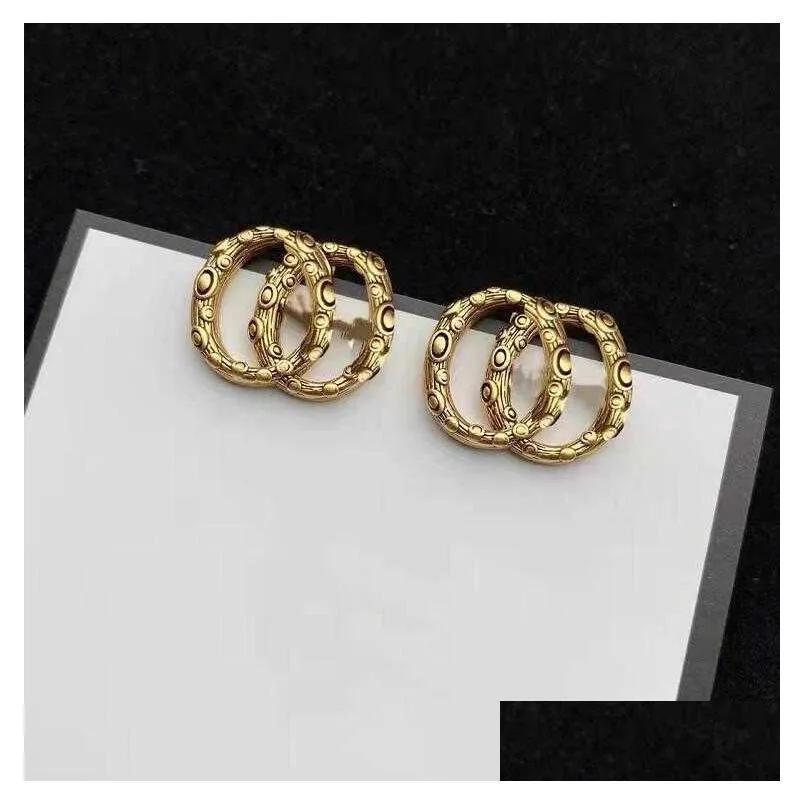 high quality stainless steel women designer double letter stud luxury geometric crystal heartshaped couple earrings for lady party
