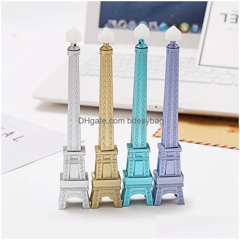 creative cute tower style black ink gel pens office school hotel business stationary students men gift w0290
