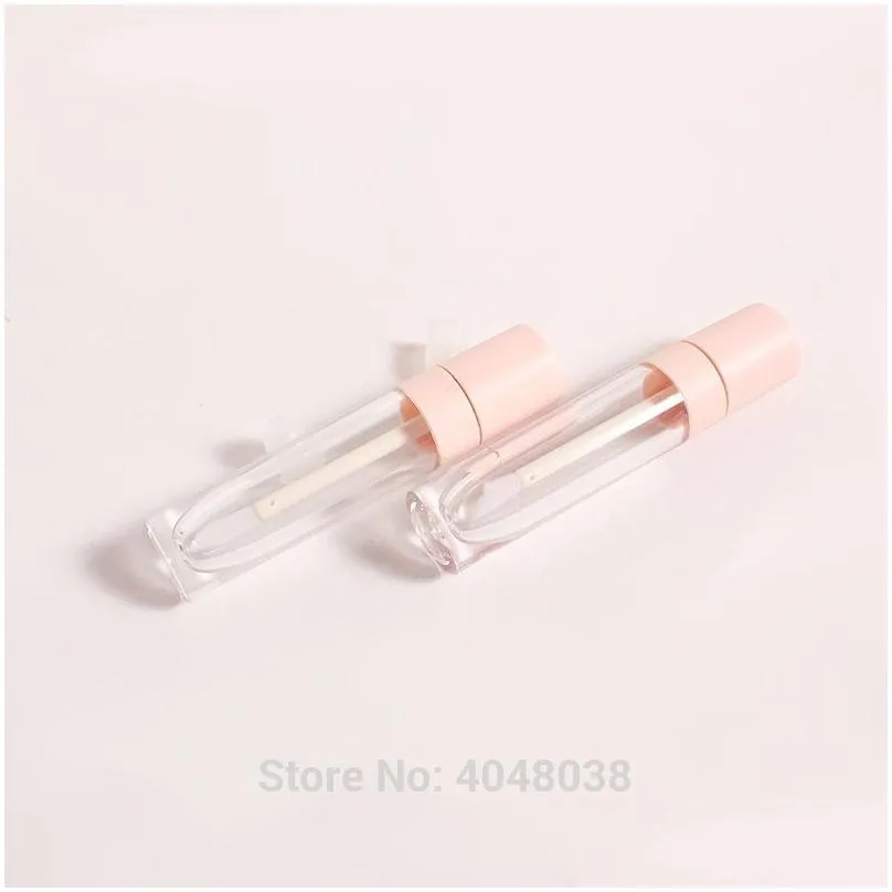 Packing Bottles Wholesale Empty Lip Gloss Container Clear Bottle Pink Cap Tube Lipstick Refillable Plastic 40Pcs1 Drop Delivery Office Dhthp