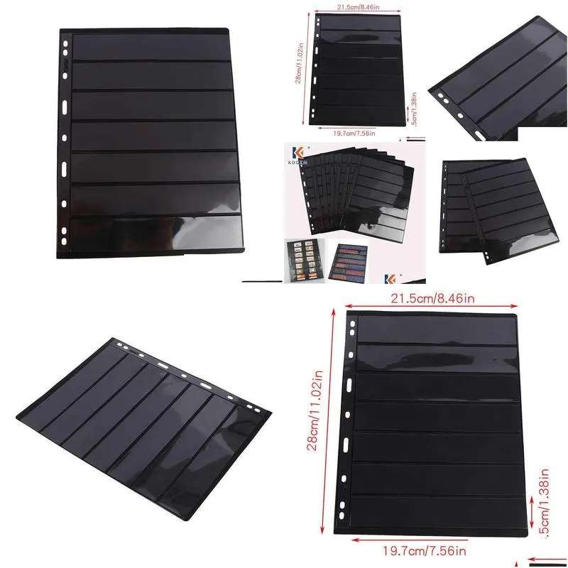 wholesale 10Pcs 7 Grid Postage Stamp Album Pages Coin Collection Stamps Holder loose-leaf