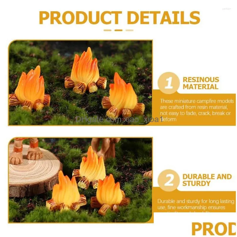 garden decorations 10 pcs fire ornaments micro landscaping fake fairy cake resin campfire model outdoor camping accessories