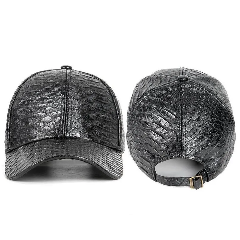 Ball Caps Fashion Baseball Cap Men Fall Faux Leather Hip Hop Snapback Hats Adt Outdoor Father Gift Drop Delivery Fashion Accessories H Dhuov