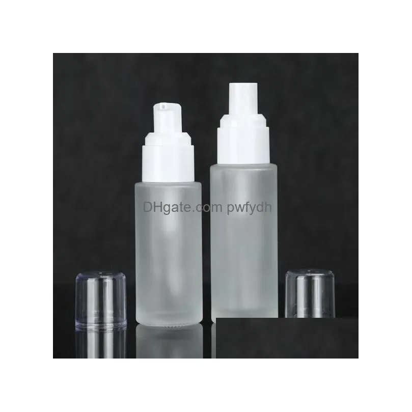 wholesale 20ml 30ml 40ml 60ml 80ml 100ml 120ml frosted glass cosmetic bottle lotion pump bottle refillable liquid perfume spray