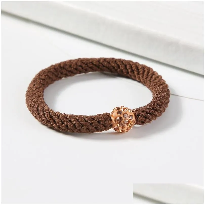 Hair Rubber Bands Water Diamond Head Rope Small Rubber Band Hair Ring Womens Tie Headwear With Ball Thick High Elastic Durable And Pre Dhbsg