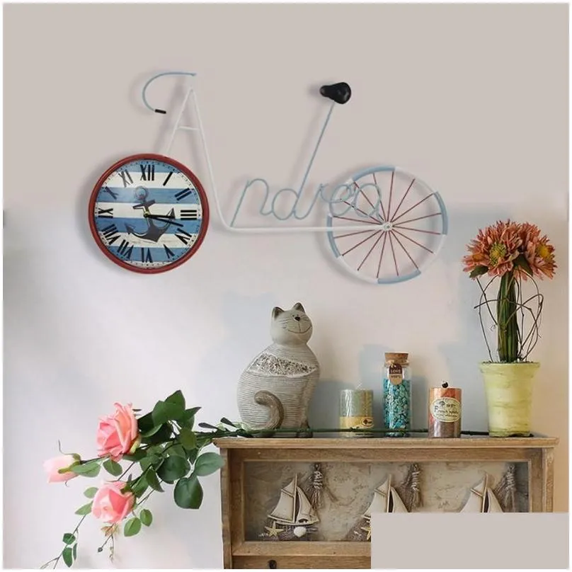 Wall Clocks American Retro Bicycle Nostalgic Coffee Shop Creative Home Decoration Clock Bar Shabby Chic Modern Design 3DBG22