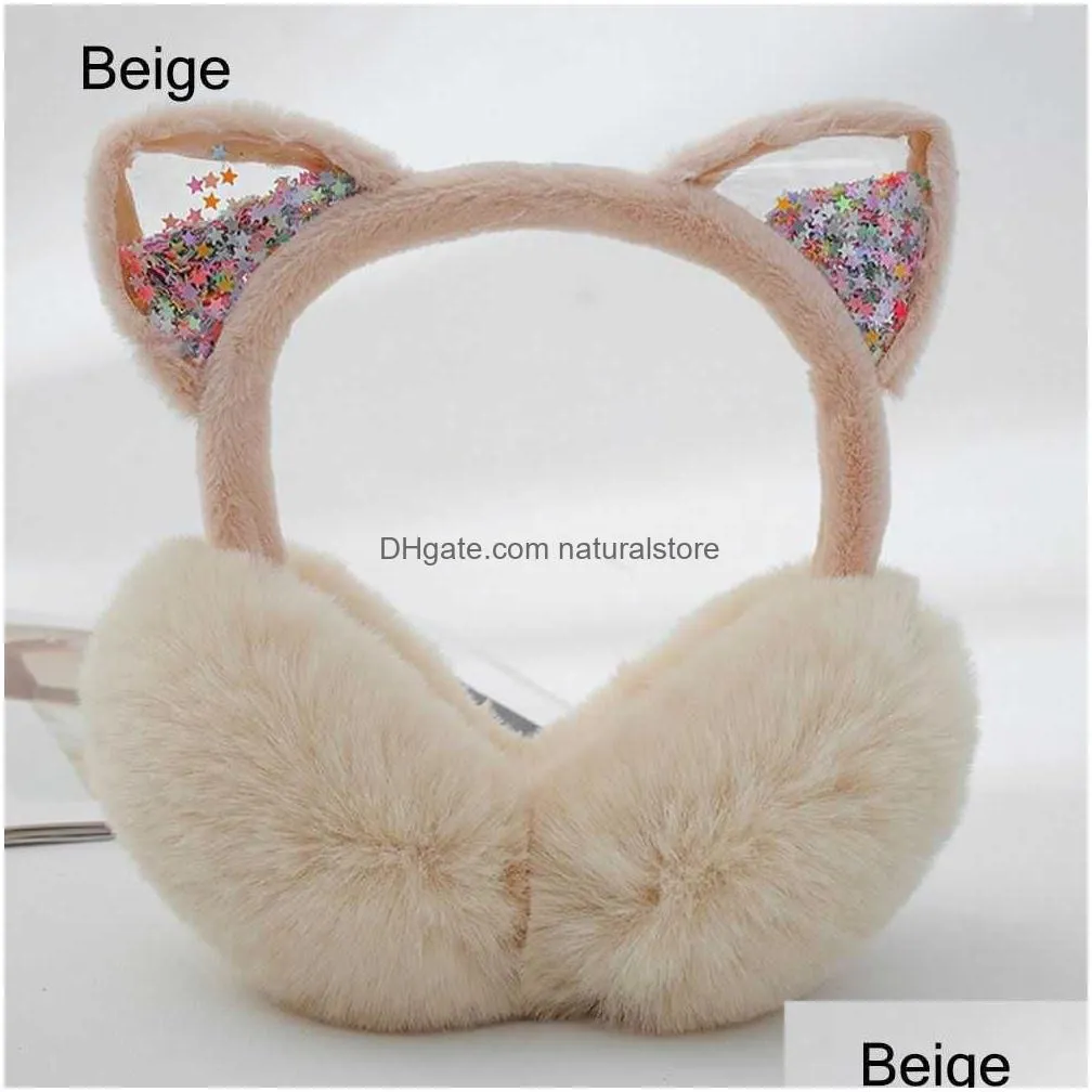 Ear Muffs Ear Muffs Cute Earmuffs Soft Warm Cat Ears For Women Girls Foldable Outdoor Furry Winter Ers R231009 Drop Delivery Fashion A Dhq1X