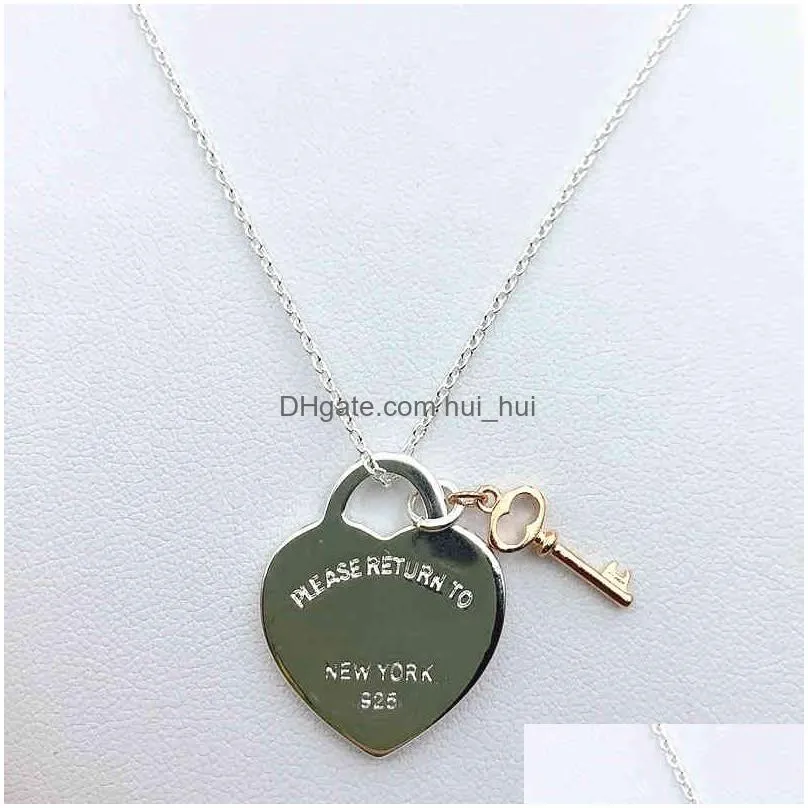 1 100% s925 sterling silver heart key pendant trendy necklaces women original romance high-end jewelry valentine gift