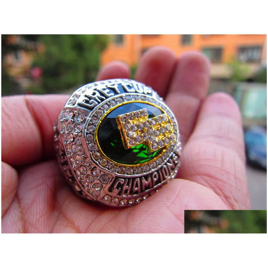 Cluster Rings Edmonton Eskimos The Grey Cup Team Championship Ring With Wooden Box Men Sport Fan Souvenir Gift Wholesale Drop Drop Del Dhfkw