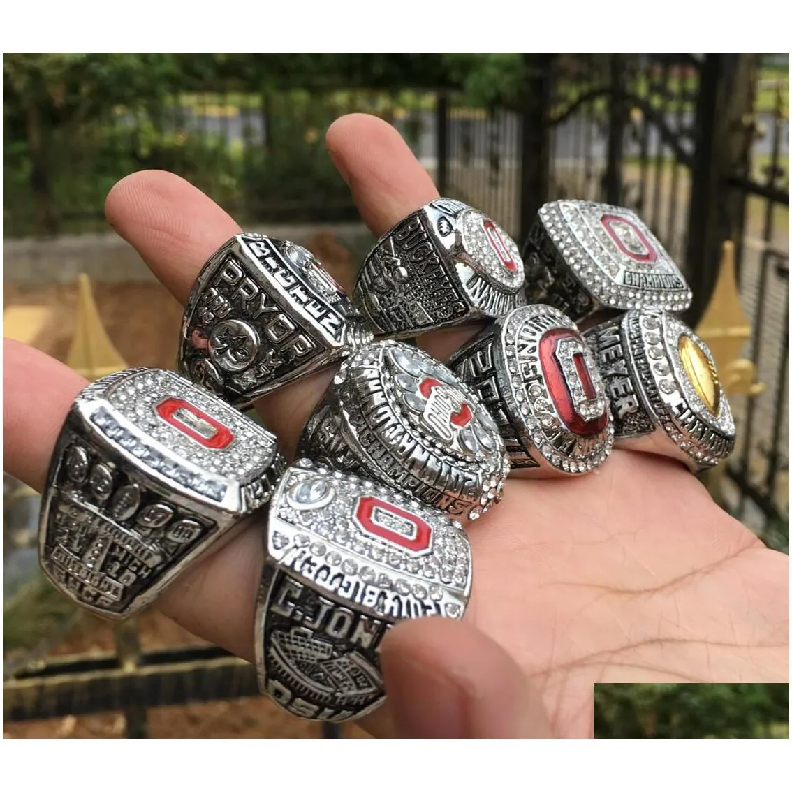 17pcs ohio state buckeyes national champion championship ring set solid men fan brithday gift wholesale drop 