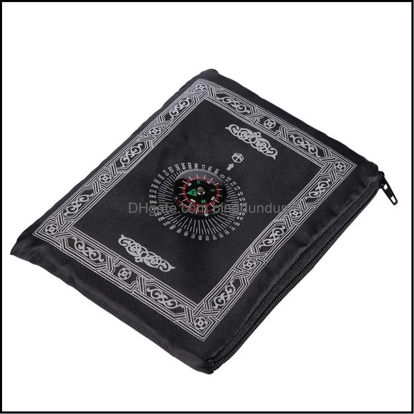 islamic prayer rug carpet portable braided mat travel pocket rugs with compass muslim pray worship blanket towel yfa2123