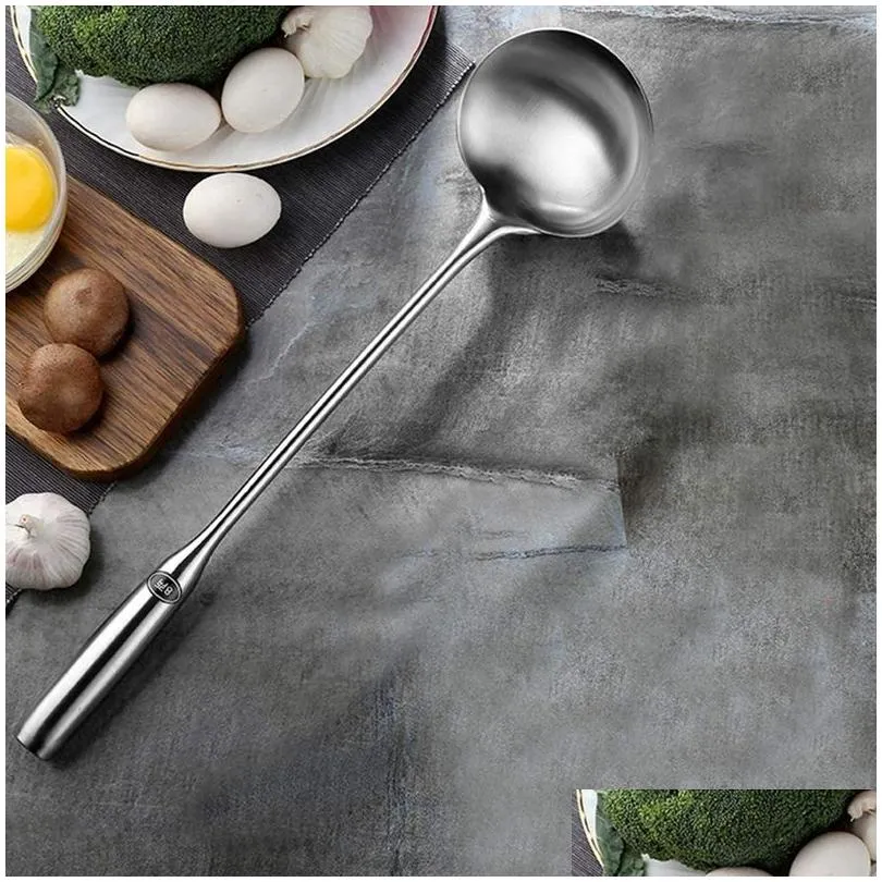 spoons soup ladle wok spatula the longer handle shovel spoon rustproof heat resistance integral forming durable stainless 230302