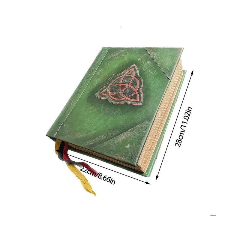 decorative objects figurines charmed book of shadows retro green cover ancient stories bound journal 350 pages spellbook magic gift