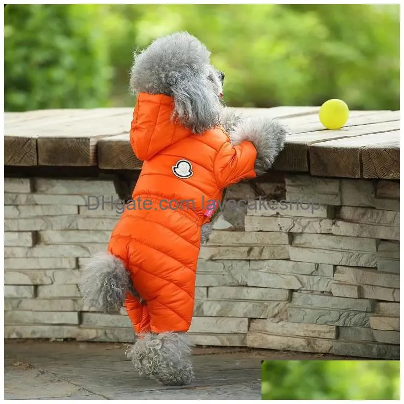 Dog Apparel Designer Dog Clothes Winter Apparel Waterproof Windproof Dogs Coats Warm Fleece Padded Cold Weather Pet Snowsuit For Chihu Dhbqh