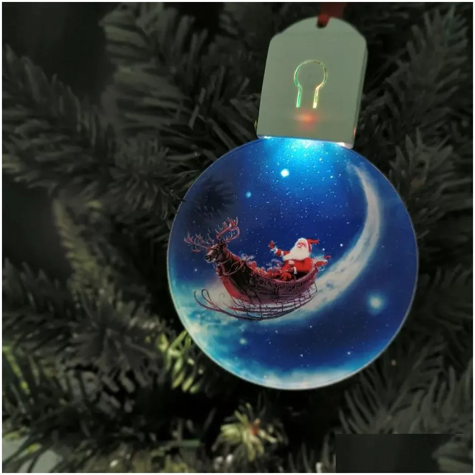 wholesale sublimation blank christmas ornament bulb 7 colors changing printing acrylic xmas led light