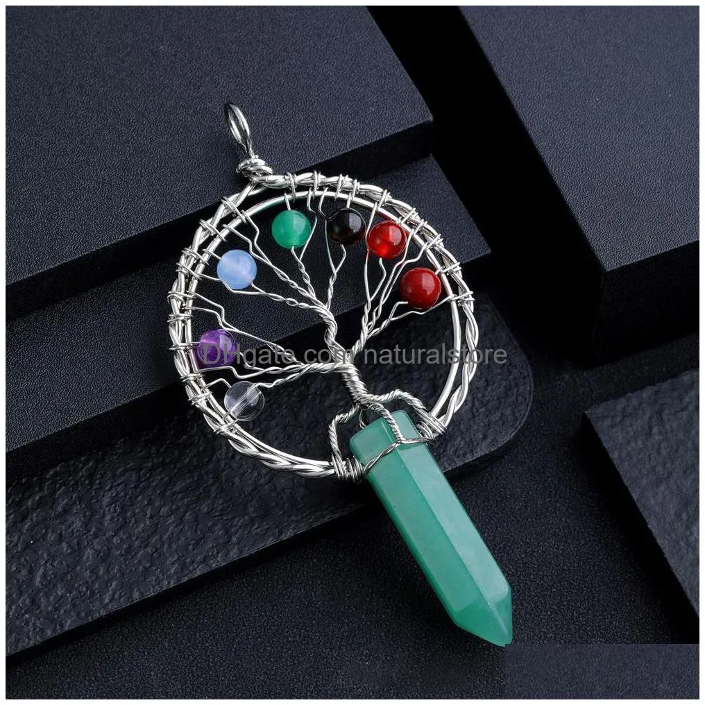 Charms Chakra Tree Of Life Charms Shape Stone Healing Crystal So Pendum For Dowsing Divination Quartz Pendant Drop Delivery Jewelry Je Dhxlu