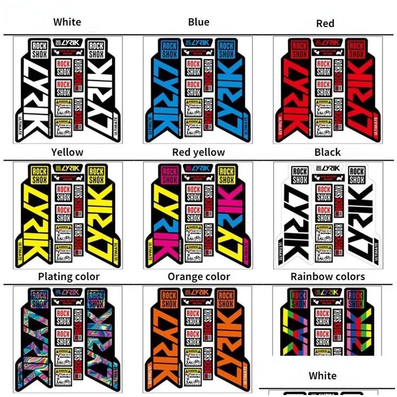 mtb front fork stickers rockshox racing road bicycle decals cycling diy waterproof protect colorful film kit bike accessories 220716