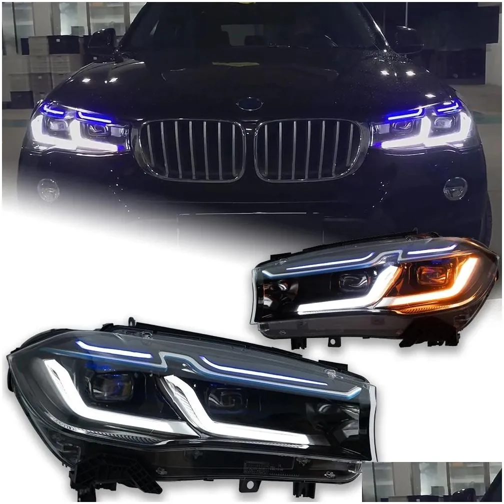 LED Headlights For Cars X5 F15 2014-20 18 X6 F16 LED Auto Headlights Assembly Upgrade M5 Competition Design Bicofal Lens Kit