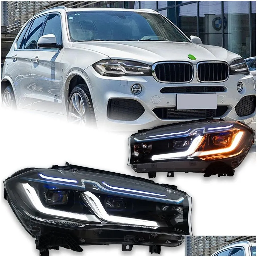 LED Headlights For Cars X5 F15 2014-20 18 X6 F16 LED Auto Headlights Assembly Upgrade M5 Competition Design Bicofal Lens Kit