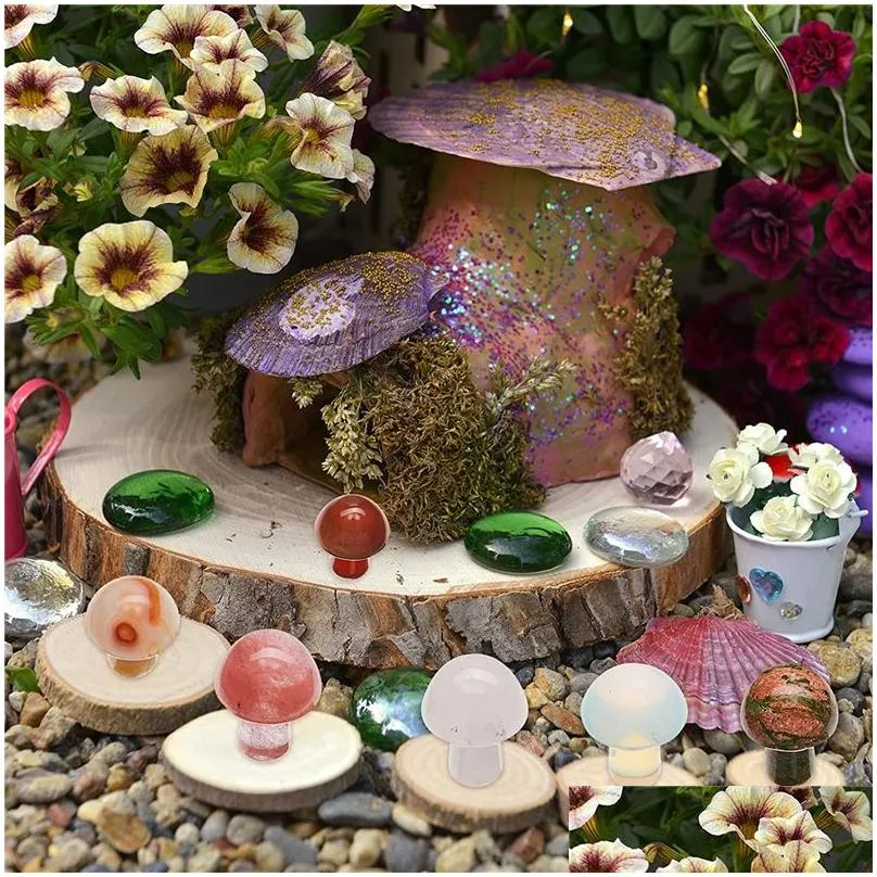 2cm crystal mushroom stones mushroom decoration colorful mushrooms stone decor crafts for garden decorations