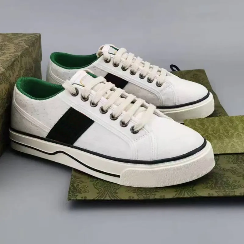 Tennis 1977 Casual Shoes Luxurys Designers Mens Shoe Italy Green And Red Web Stripe Rubber Sole Stretch Cotton Low Top Men Sneakers 40-46