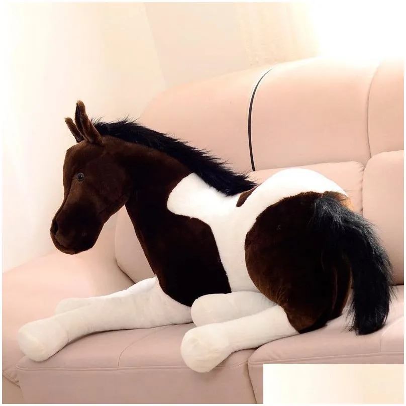 Plush Dolls Big Size Simation Animal 70X40Cm Horse Plush Toy Prone Doll For Birthday Gift 220409 Drop Delivery Toys Gifts Stuffed Anim Dhw74