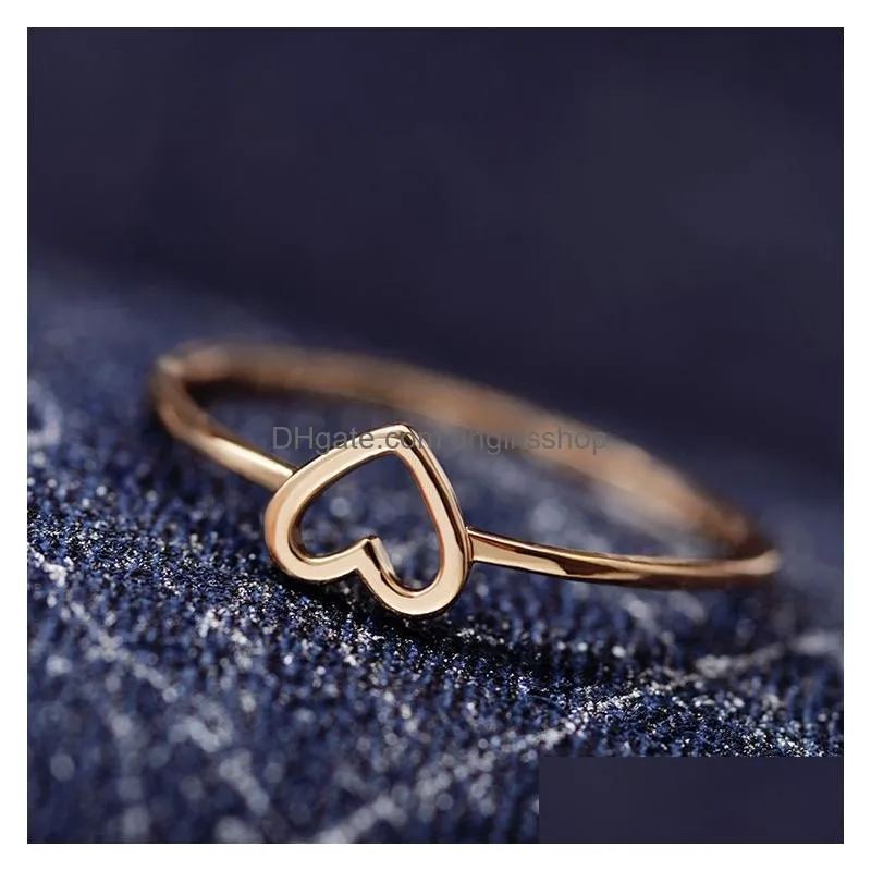 new fashion silver gold color heart shaped ring couples best friend wedding rings