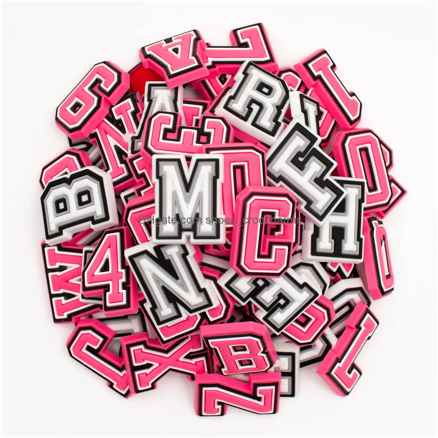 37Pcs Pink Alphabet Letter Number Series Shoe Charms For Croc Sandals, PVC  Shoe Decorations Accessories For Christmas, Birthday, Party, Gift Shoes  Pins For Teens Men Women And Adults