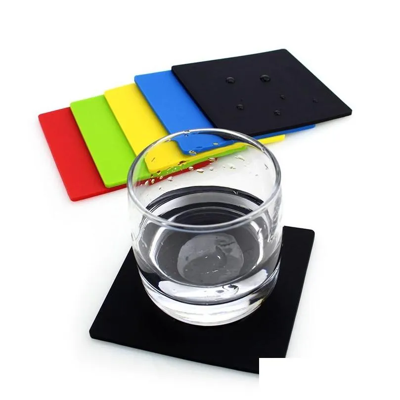 square round silicone coasters set silicone coaster cup mat home drink placemat tableware coaster cute candy color cup pad vt0602