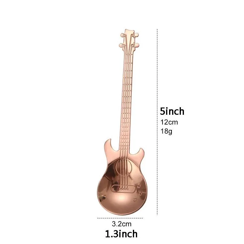 stainless steel spoon fashion creative guitar shape stirring coffee scoop tea spoon flatware bar kitchen tool christmas gift dbc
