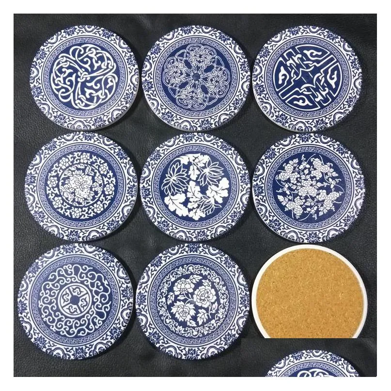 ceramic absorbent coaster home dining mat thickened antiscald dining table round coaster creative ceramic cup mat vt1943