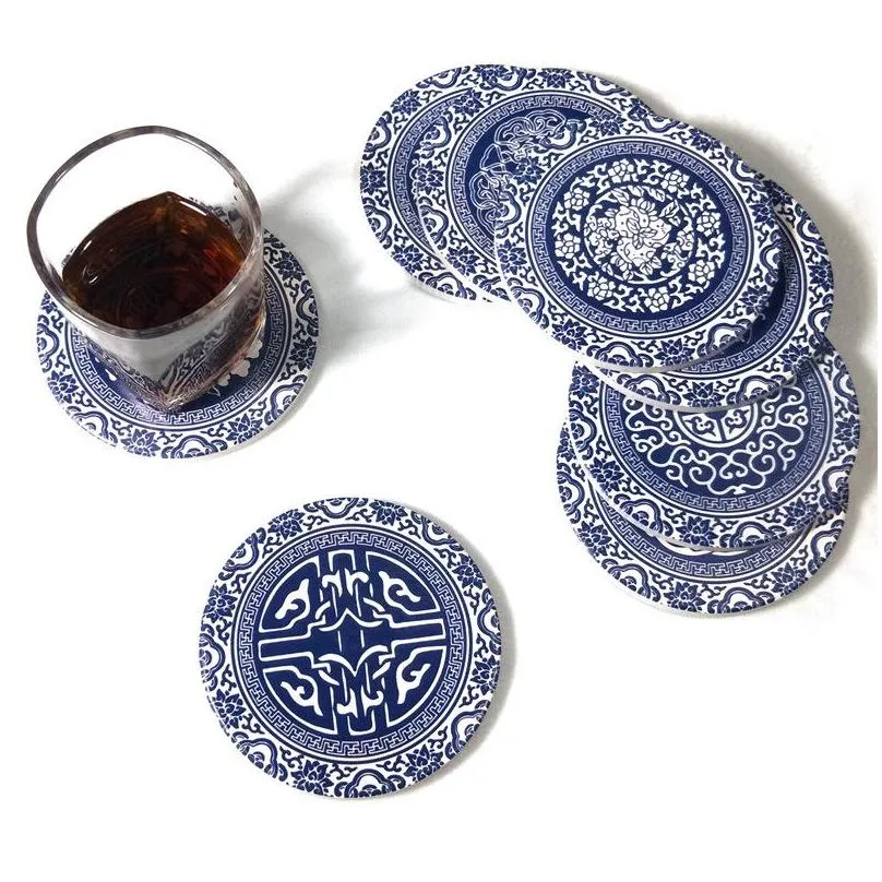 ceramic absorbent coaster home dining mat thickened antiscald dining table round coaster creative ceramic cup mat vt1943