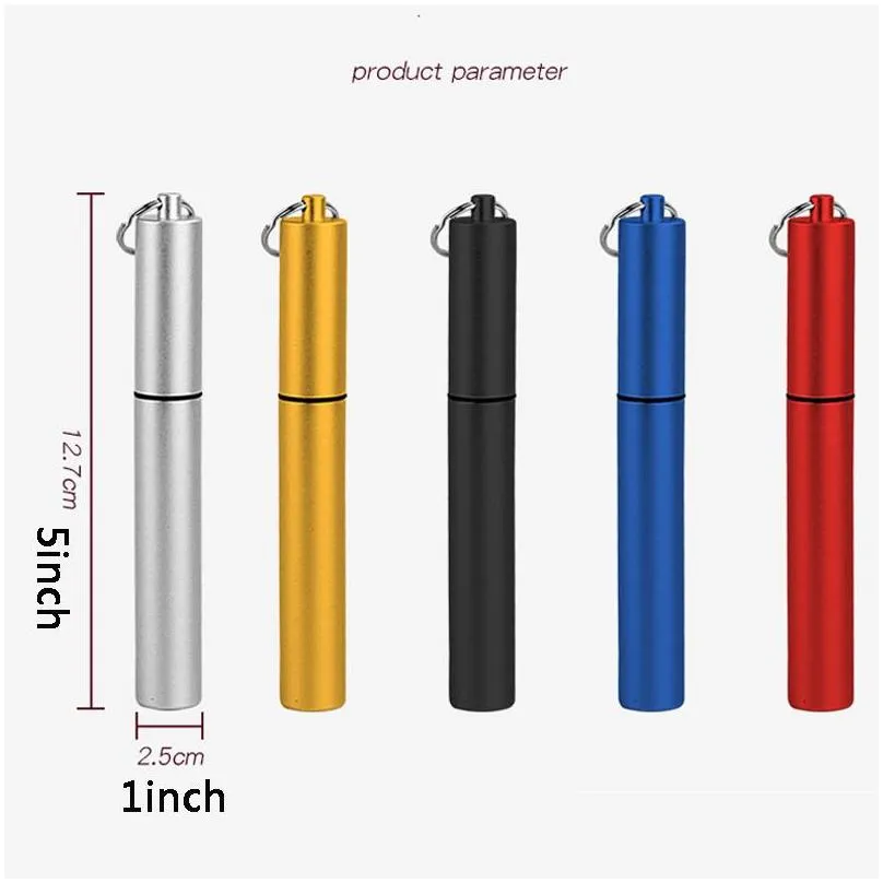 collapsible metal straw set outdoor portable reusable drinking straw with brush stainless steel foldable straws bar kitchen tool