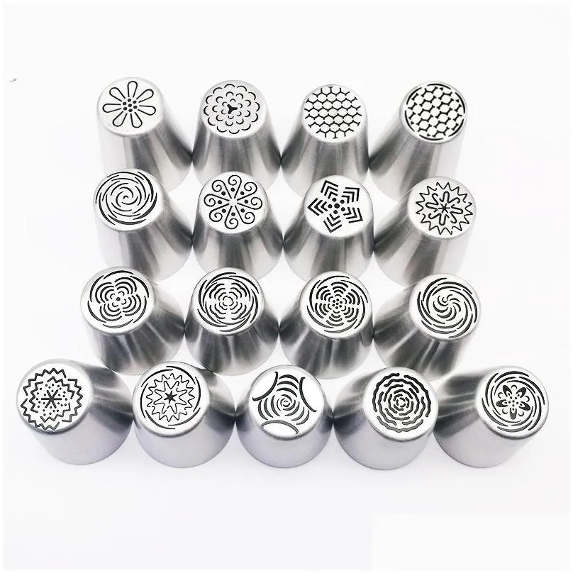 baking tool russian rose petal nozzle tip decorating mouth nozzle cake diy stainless steel 18 styles pastry dessert decorators dh0497