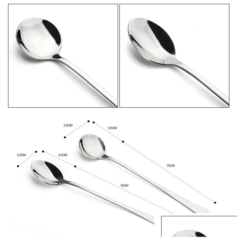 stainless steel long handle spoon coffee latte ice cream soda sundae cocktail scoop stir teaspoon kitchen tableware tool spoons dbc