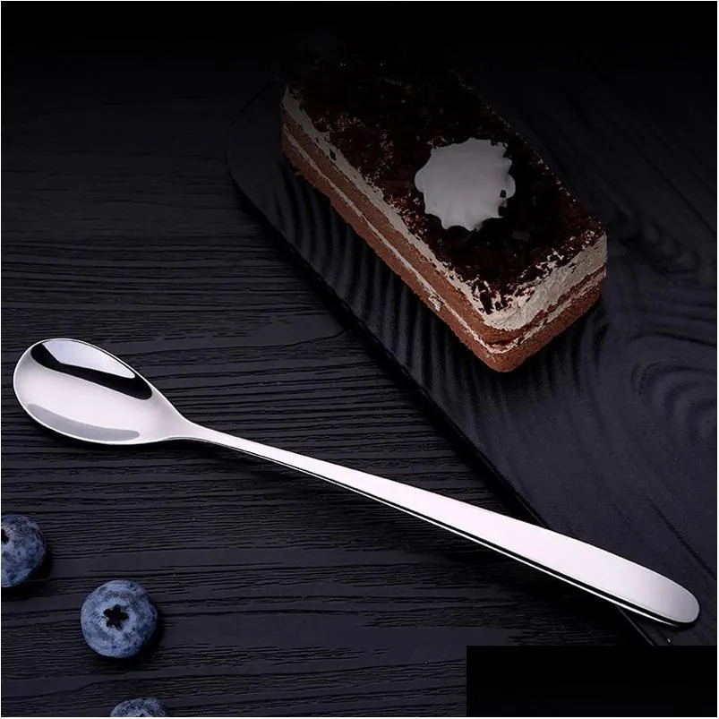 stainless steel long handle heart smooth surface spoons cute heart shape creative coffee tea bar mirror reflection spoons dh0504 t03